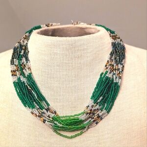 🌞 Beaded Glass Multistrand Necklace